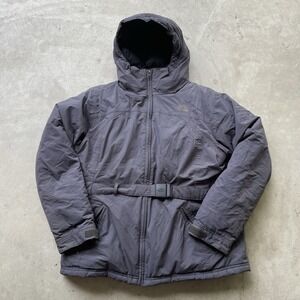 The North Face Hyvent Womens Sz XL Goose Down Belted Jacket Gray Puffer Parka